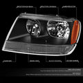 Set of 2 Black Housing Amber Corner Headlights for Jeep Grand Cherokee (1999–2004)