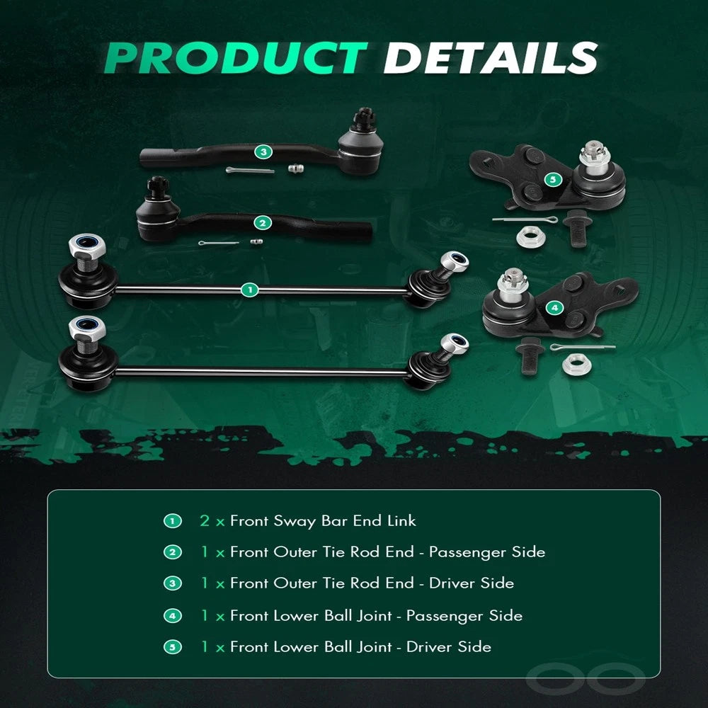 Front Outer Tie Rod End Link Ball Joints for Toyota Avalon (2013–2018)