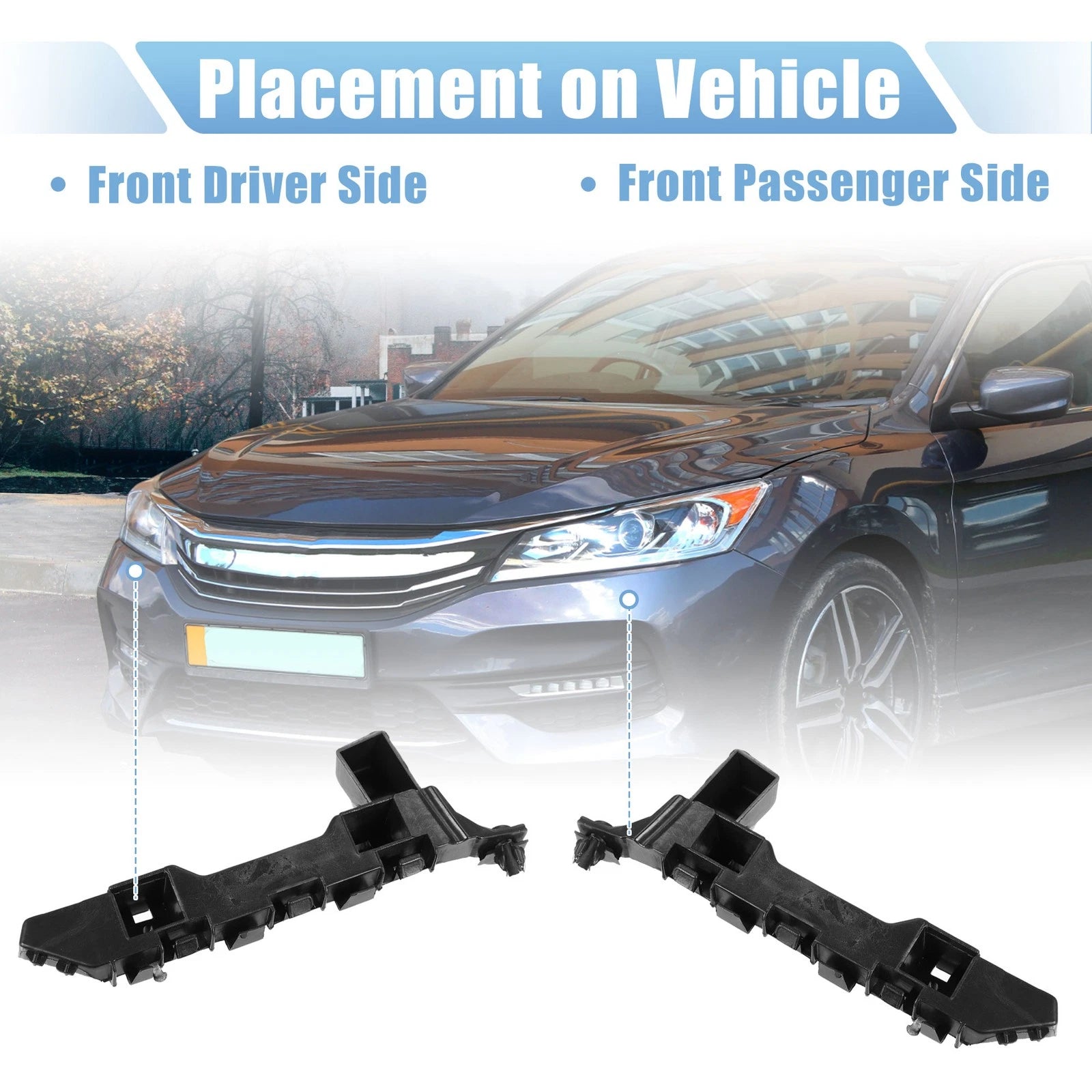 2X Front Bumper Bracket 71193-TVA-A01 for Honda Accord (2018–2022) Black