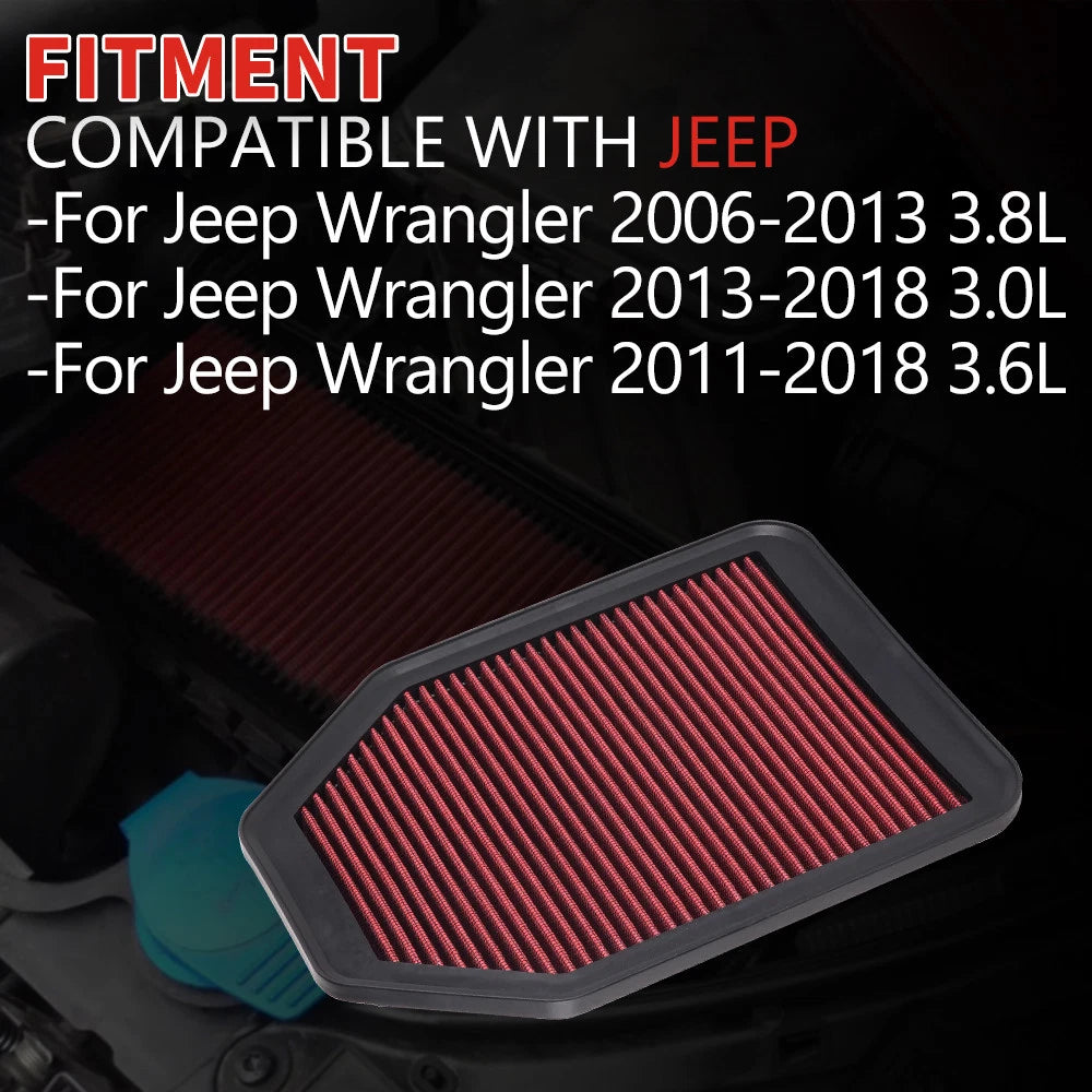 Replacement Air Filter for Jeep Wrangler (2007–2018)