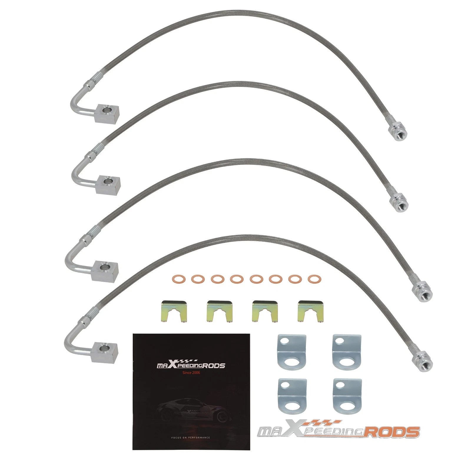 Stainless Steel Braided Brake Hose Kit for Jeep Wrangler JK (2007–2018)