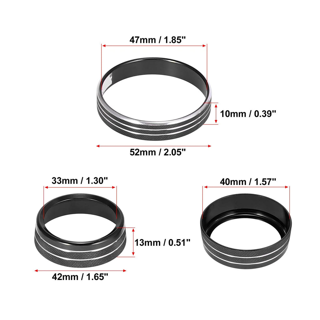 3X Headlight Volume Tune Knob Cover for Ford Mustang (2015–2020) Black