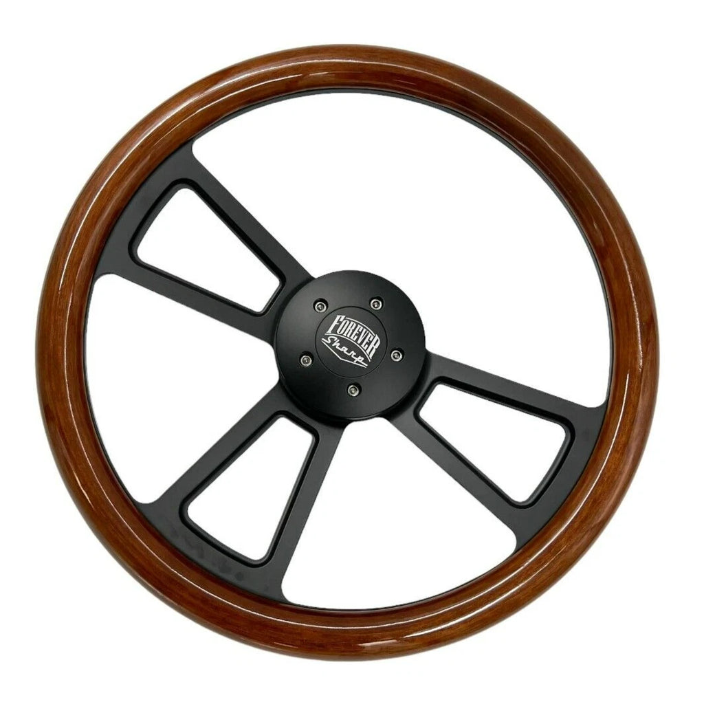 5 Hole Steering Wheel Dark Wood Wrap for Peterbilt Kenworth (2010–2025)