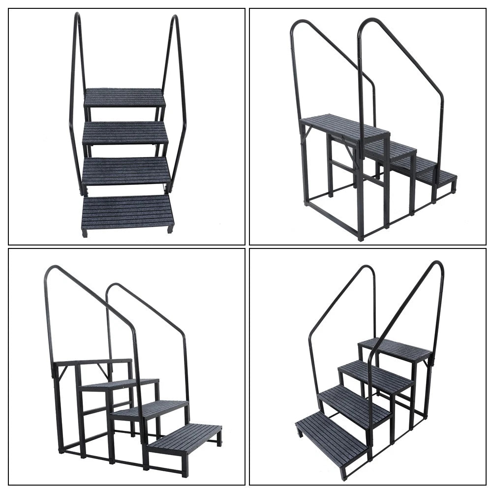 Set of 4 RV Steps for Hot Tub with 2 Handrails and Step Mat