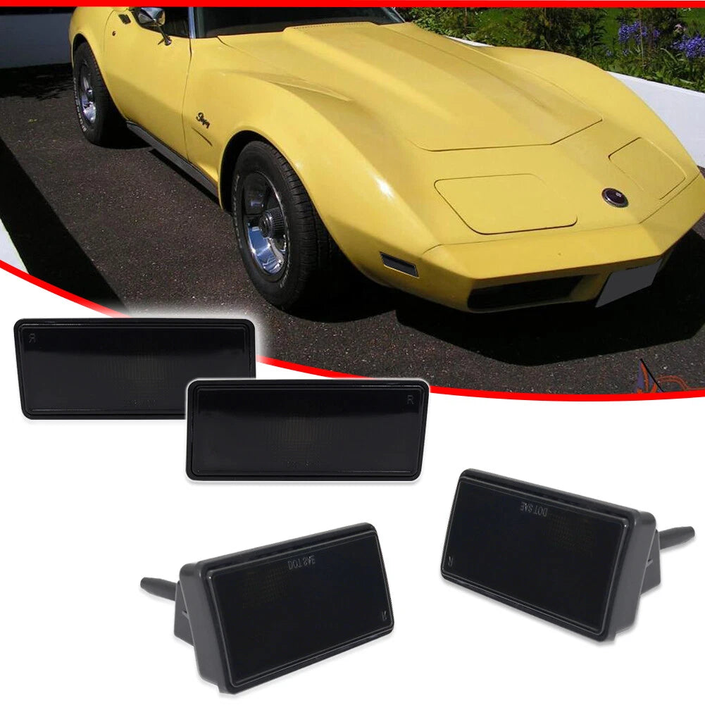 Set of 4 Smoked Lens Side Marker Lights for Chevy Corvette C3 (1974–1979)