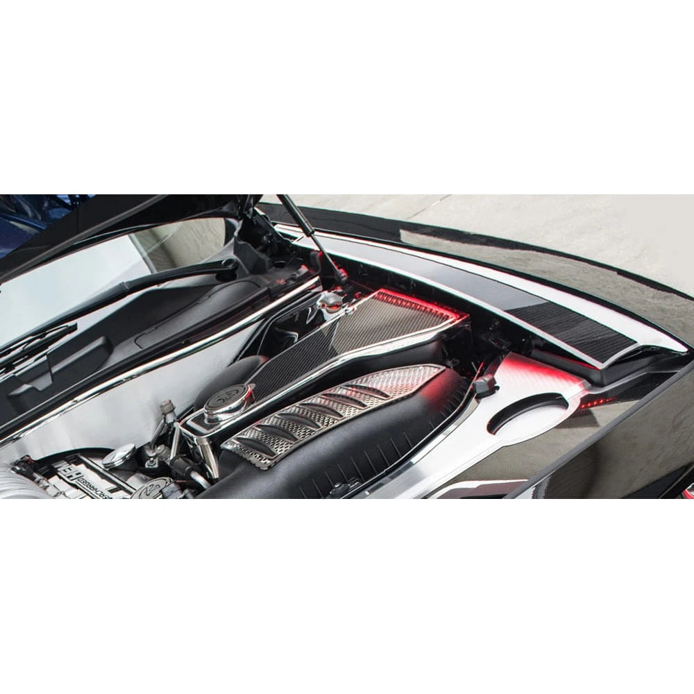 Brushed Fender Caps w/Yellow LED&Carbon Fiber Inlay for 2008-19 Dodge Challenger