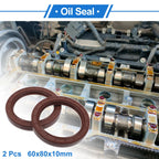 2X Oil Seal Rotary Shaft Seal FKM Rubber 60x80x10mm for [Make Model] 