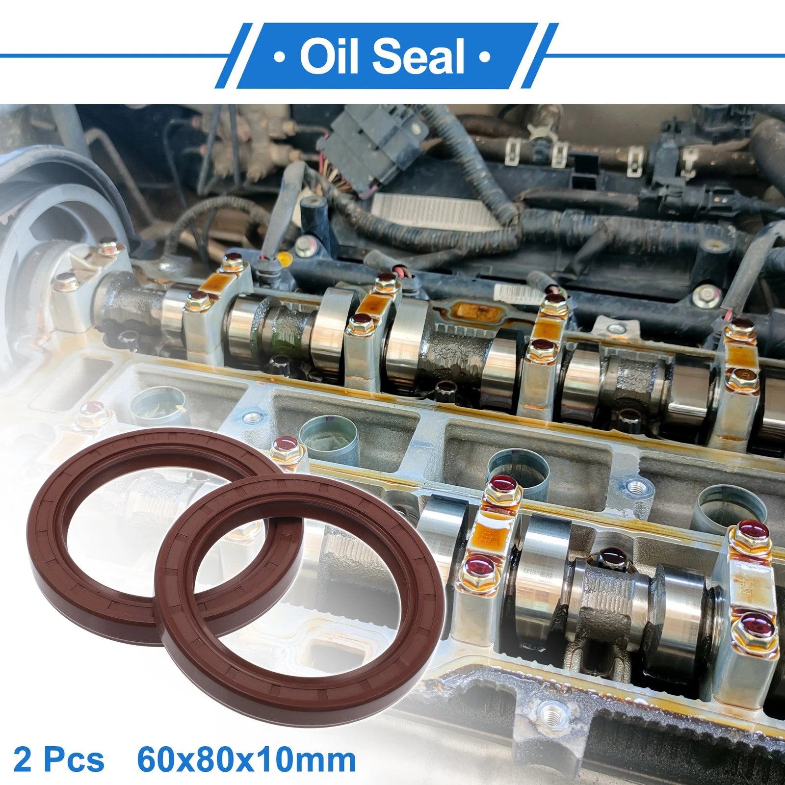 2X Oil Seal Rotary Shaft Seal FKM Rubber 60x80x10mm for [Make Model] 