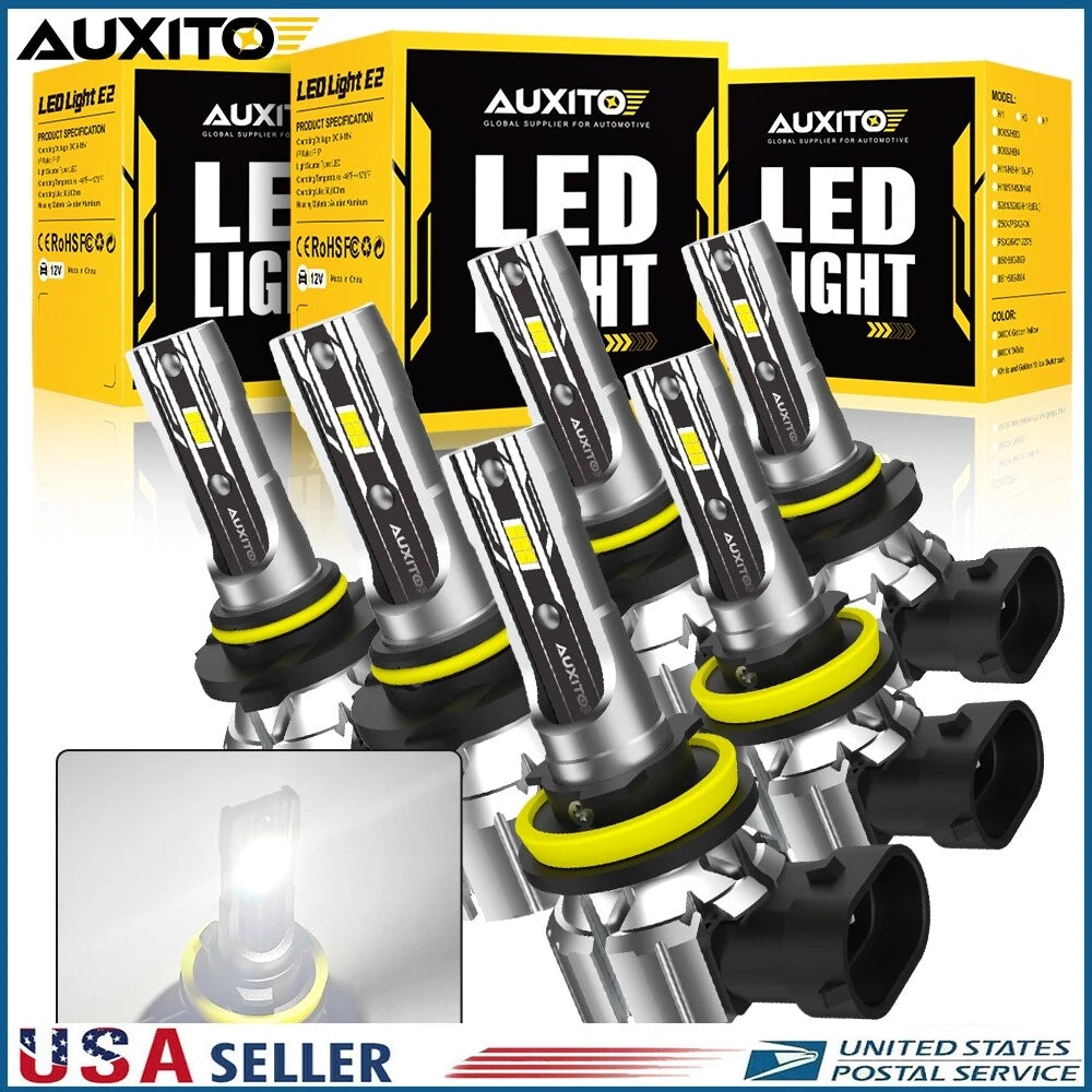 Set of 3 AUXITO 9005 9006 H11 LED Headlight Fog Light for