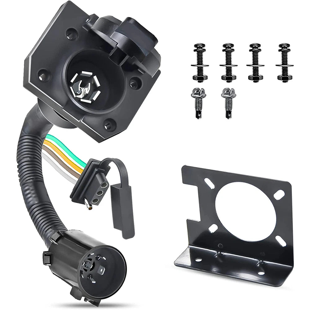 7 Way Trailer Wiring Harness 4 Way Flat Plug Kit for Chevy Silverado 1500 2500 (2007–2018)