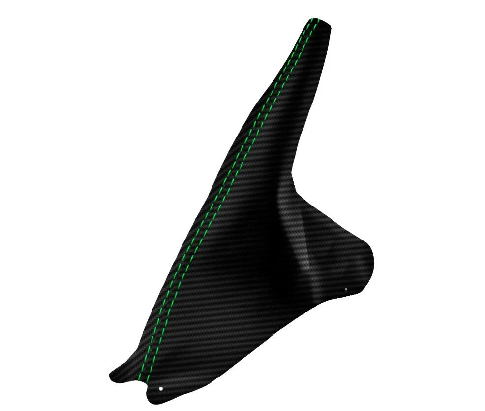 E Brake Boot for Ford Mustang (1994–2004) Carbon Fiber Green Stitch