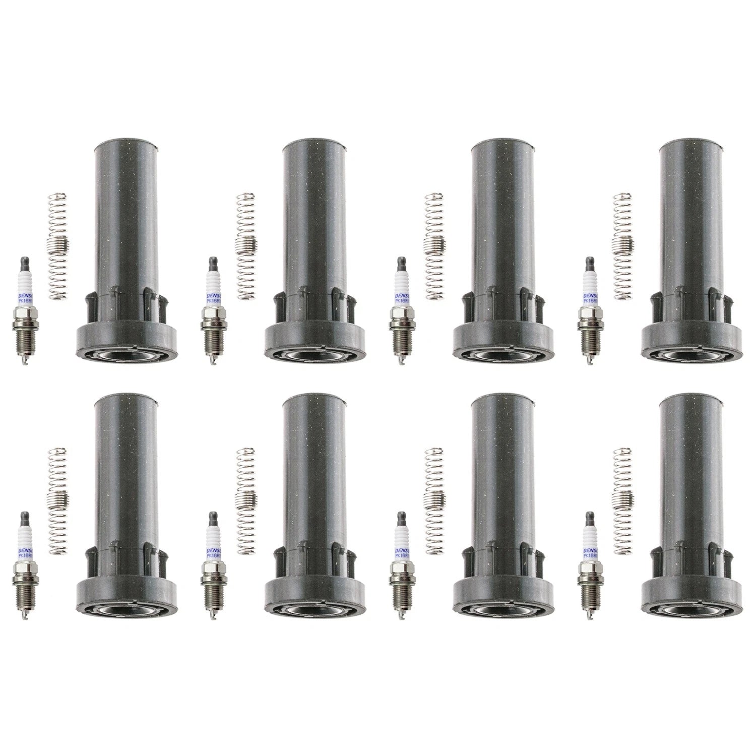 Set of 8 Denso Double Platinum Spark Plugs & Coil Boots for Dodge Dakota (2008)