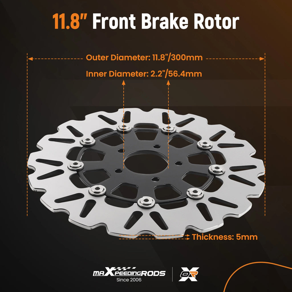 Pair Front Disc Rotors for Harley Touring/Dyna (2006-2019)