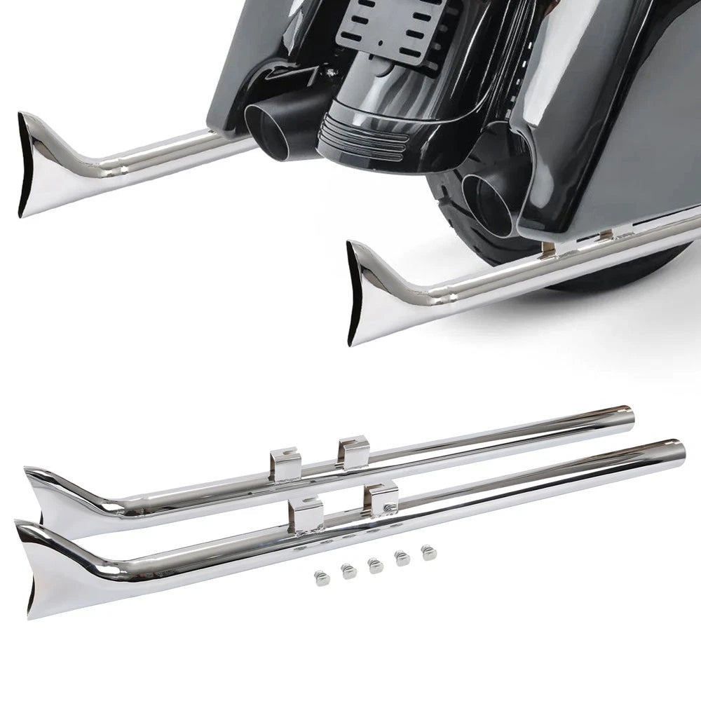 Chrome 39" Fishtail Slip On Exhaust Pipe for Harley Touring Road King (1995–2016)