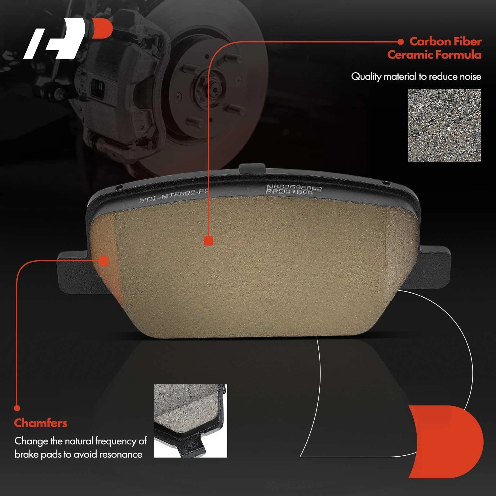 Set of 4 Rear Ceramic Brake Pads with Hardware for Hyundai Santa Fe (2019–2020)