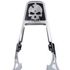 Chrome Skull Backrest Sissy Bar Leather Pad for Softail FLSTSC FXST FXSTB FXSTS (2000–2017)
