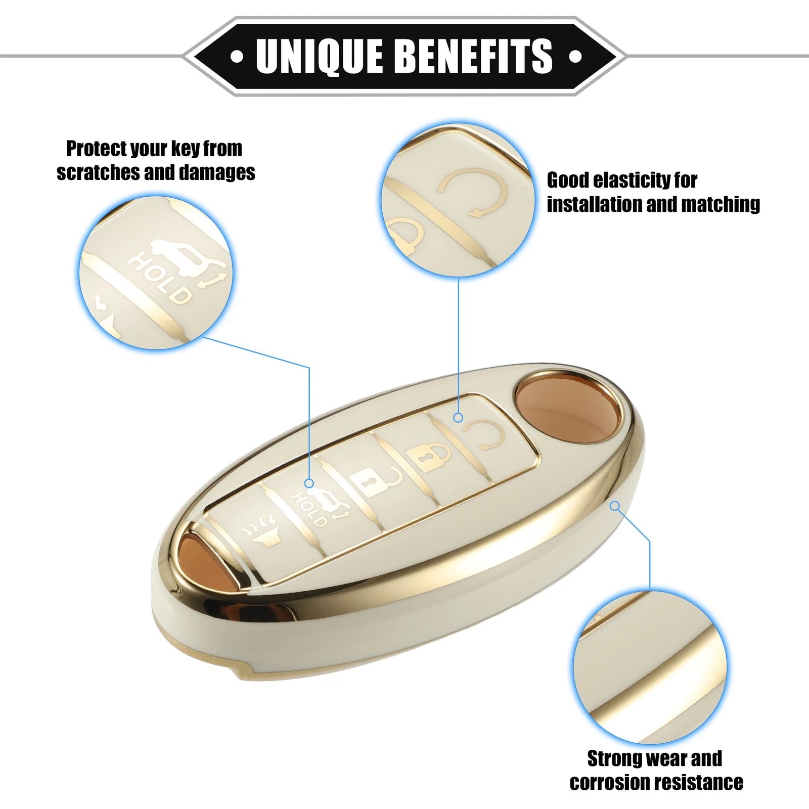 Set of 5 Key Fob Covers for Infiniti Q30 (2016–2018) - White