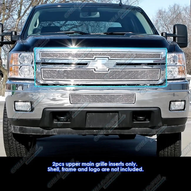 Stainless Chrome Mesh Grille Insert for Chevy Silverado 2500/3500 (2011–2014)