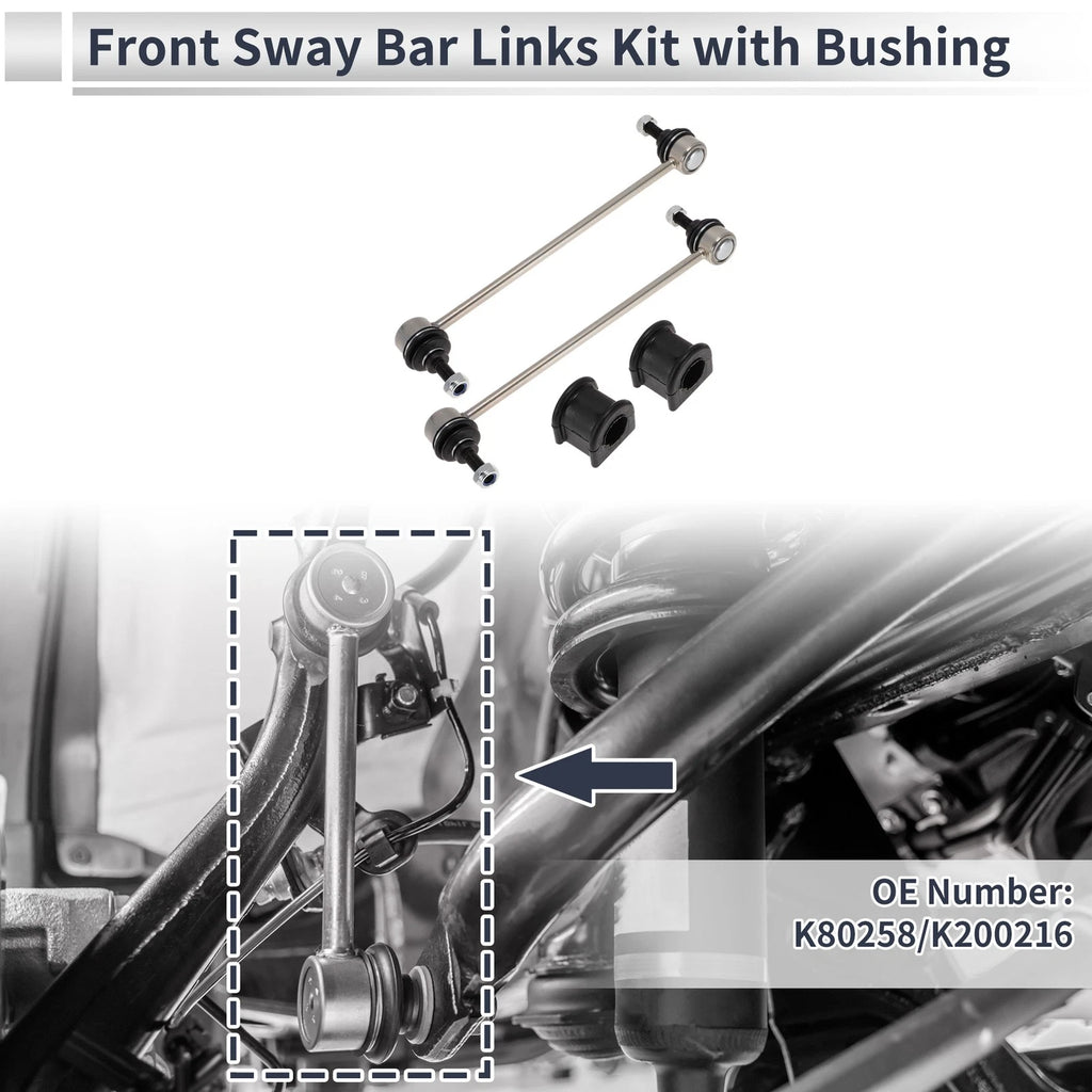 Set of 2 Front Stabilizer Bar Links with Bushings for Jeep Patriot (2007–2017) No.K80258