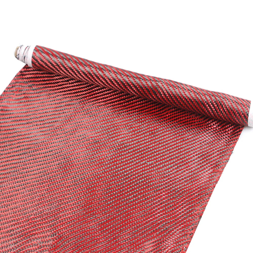 Carbon Fiber Fabric Twill for Automotive Use - Black Red Mixed