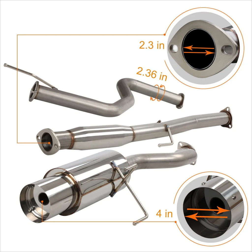 4.5" Tip Muffler Racing Catback Exhaust System for Honda Civic Coupe Sedan (1992–2000)