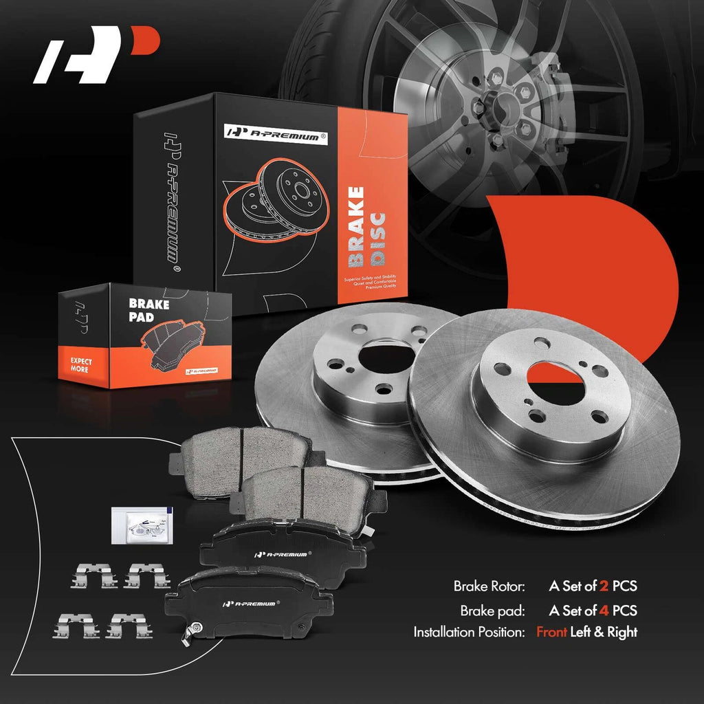 Front Disc Brake Rotors and Ceramic Pads for Toyota Prius (2004–2009)