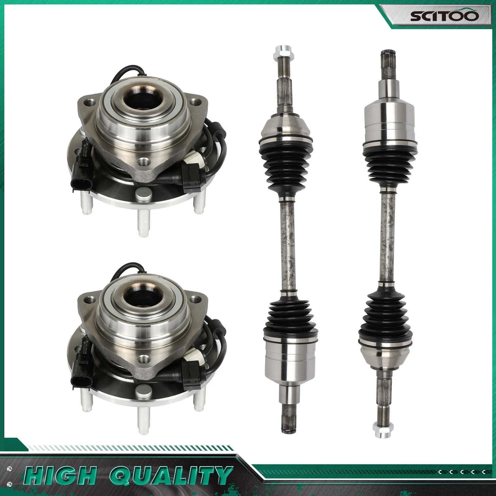 Front CV Axle Shaft + Wheel Hub Bearing for GMC Envoy Saab 9-7X Buick Rainier (2002–2009)