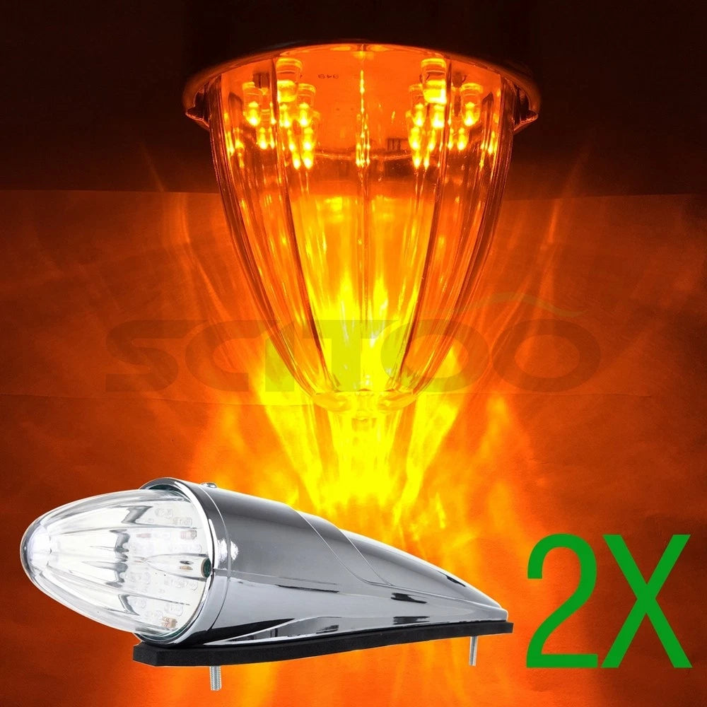 2X Amber LED Lens Side Marker Lights for Western Star Peterbilt Mack Kenworth
