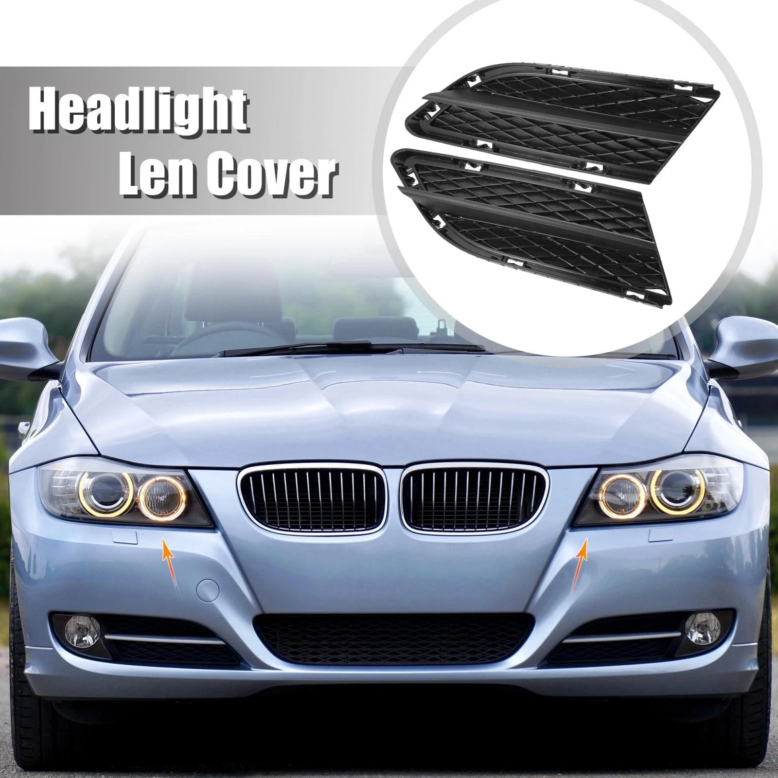 2X Fog Light Grille Black for BMW 328i (2009–2010) 51117198901
