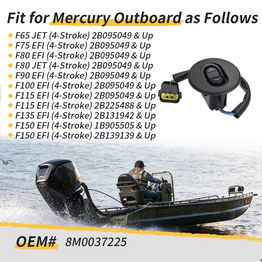 Trim Switch Round Bezel for Mercury Marine Outboard (1987–2000) 8M0037225