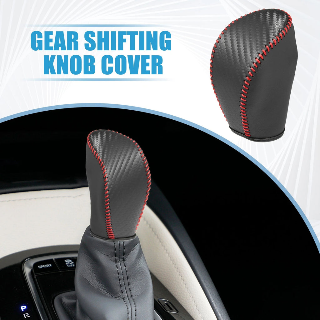 Gear Shifting Knob Cover for Nissan Altima (2013–2018) Faux Leather Black Red