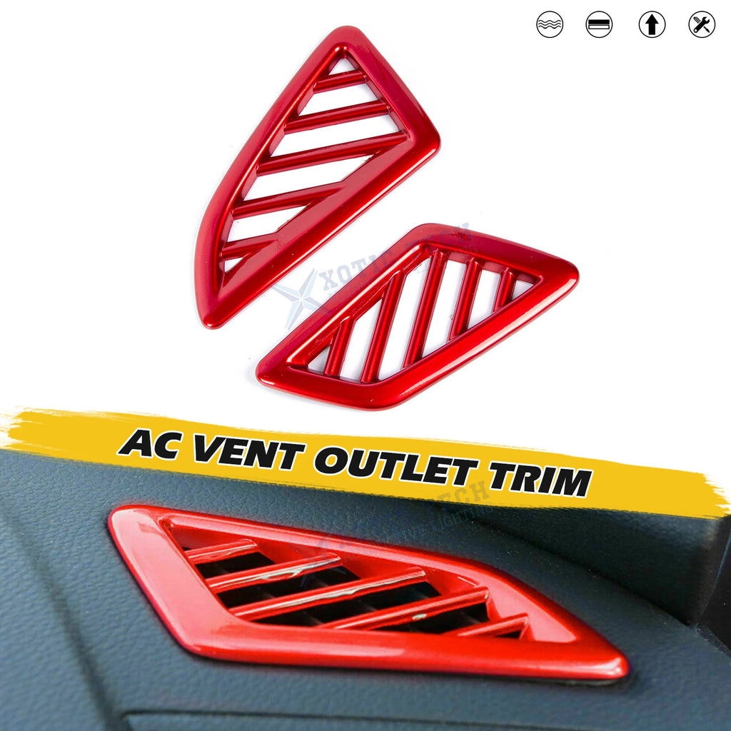 Glossy Red Inner Dashboard AC Vent Outlet Cover Trim for Honda Civic (2016–2021)