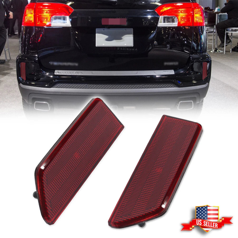 2X Red Lens Rear Bumper Reflector Lights for GMC Terrain (2016–2017)