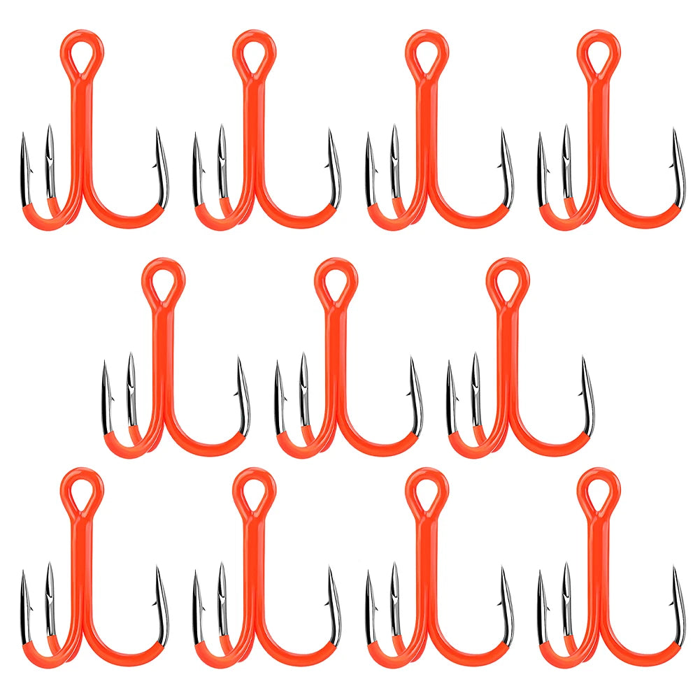 11pcs Treble Hooks Triple Hook Carbon Steel 2X Strength for Fishing