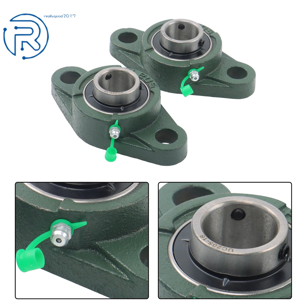 2X Pillow Block Bearing UCFL205-16 for (1" Bore, 2 Bolt)