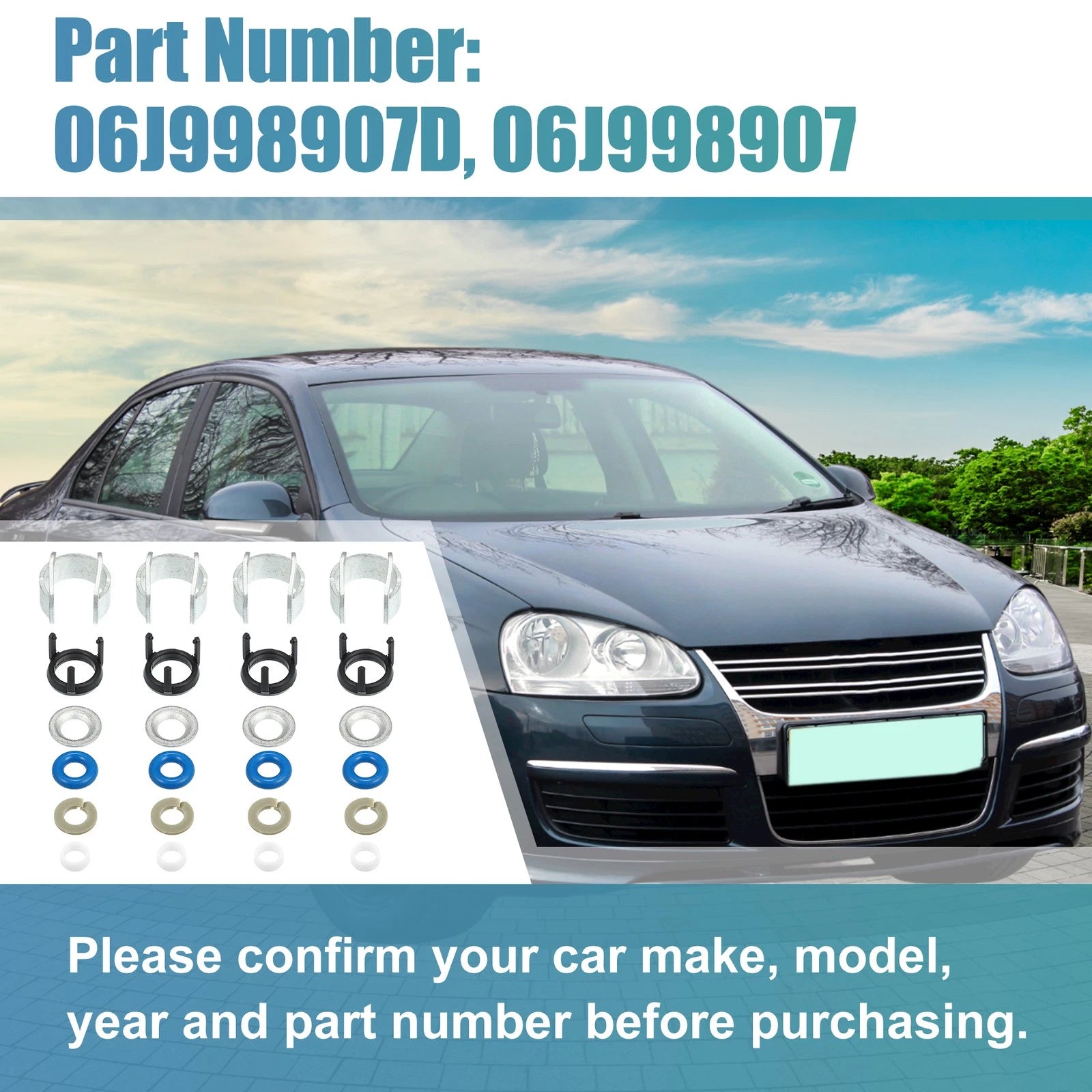 Set of 4 Fuel Injector Seal O-Ring Kit 06H998907A for Volkswagen Audi 