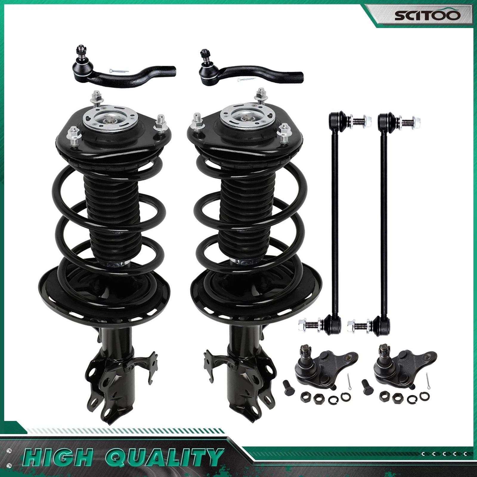 Front Struts w/Coil Spring, Sway Bars, Tie Rods, Ball Joints for Scion tC (2011–2016)