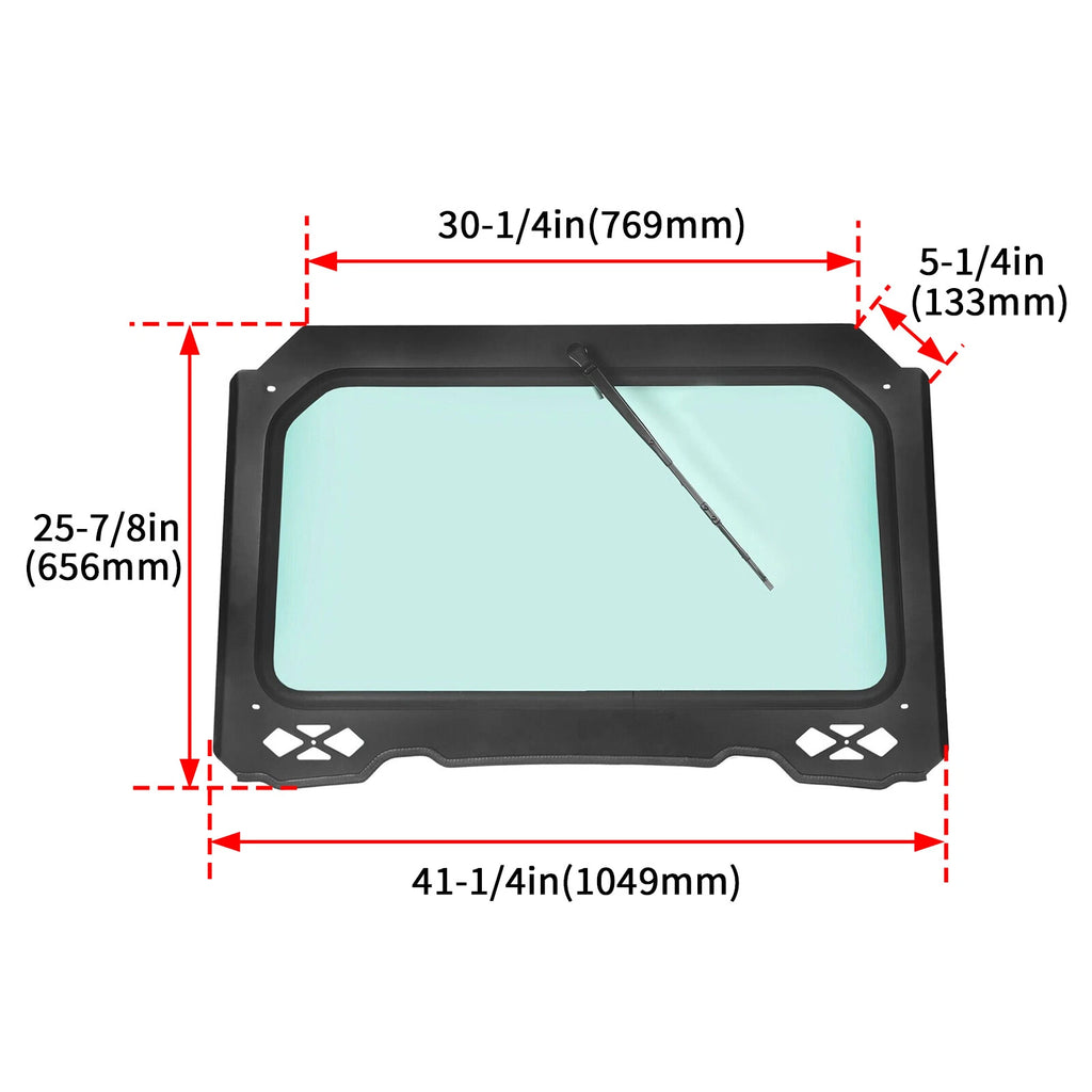 Full Glass Windshield with Wiper for Polaris RZR 900, 1000, XP (2015–2023)