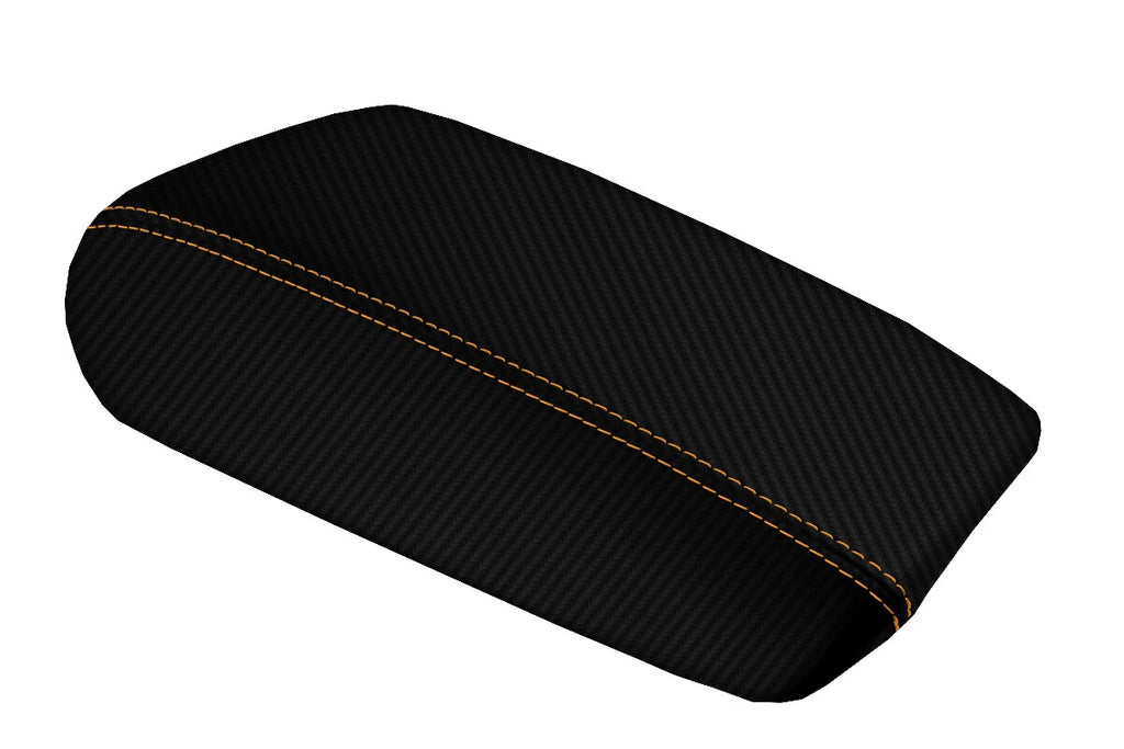 Console Lid Armrest Cover for Audi A6 (2012–2018) Carbon Fiber Orange Stitch