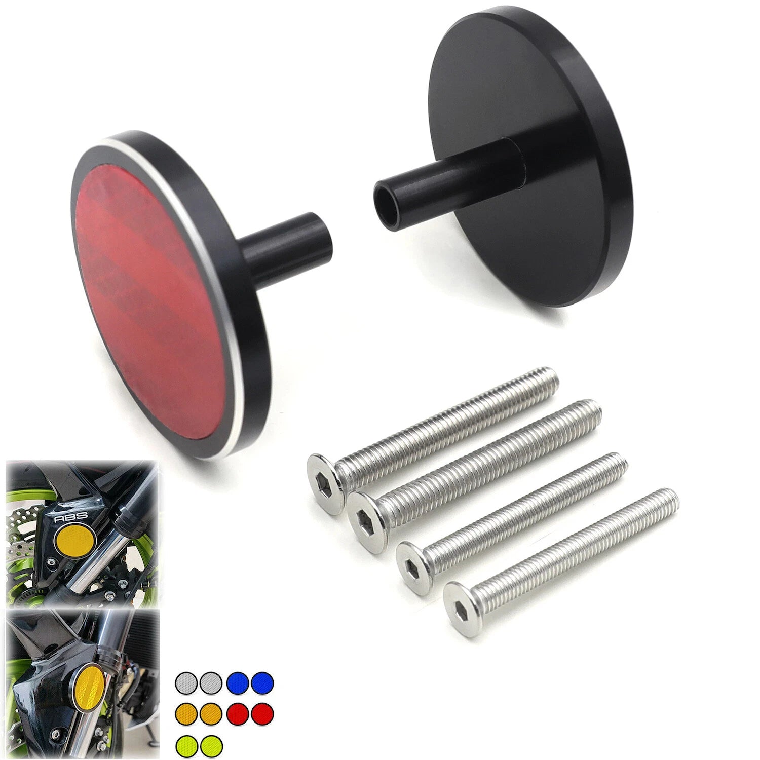 2Pcs Red Round Reflector Screw Bolt for Universal Motorcycle