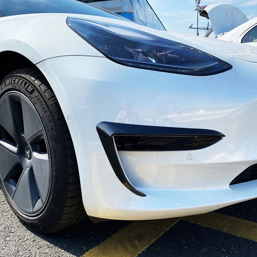 Adhesive Front Bumper Side C Canards Covers Trims for Tesla Model 3 (2017-2023)