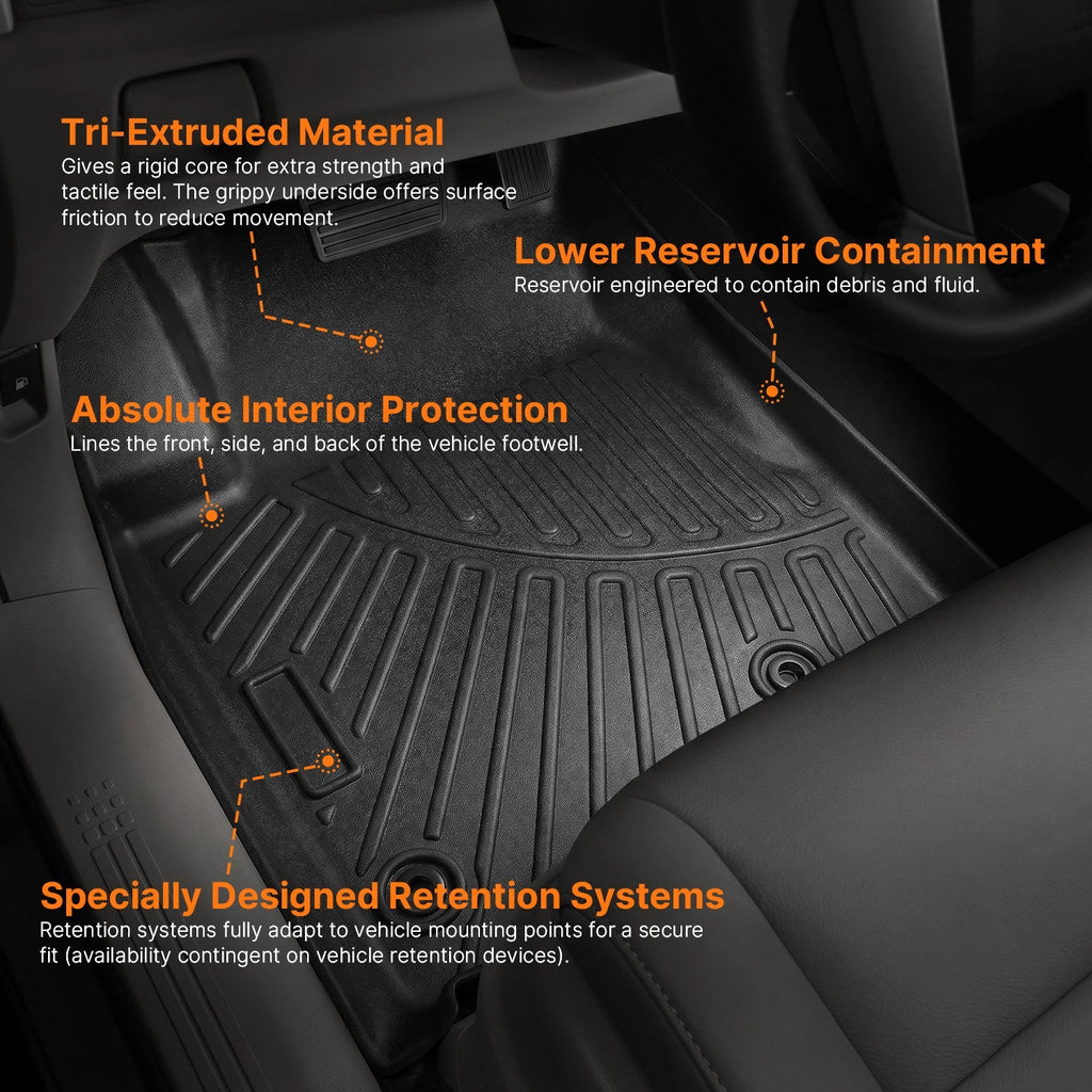 Set of 2 Front & Rear Floor Mats Liners TPE for Honda Pilot (2009–2015)