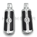 Chrome Gear Skull Footpegs for Suzuki Marauder 1600, Yamaha Virago 250 (2000–2005)