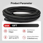 10FT Braided Nylon Fuel Line Hose for Universal Applications