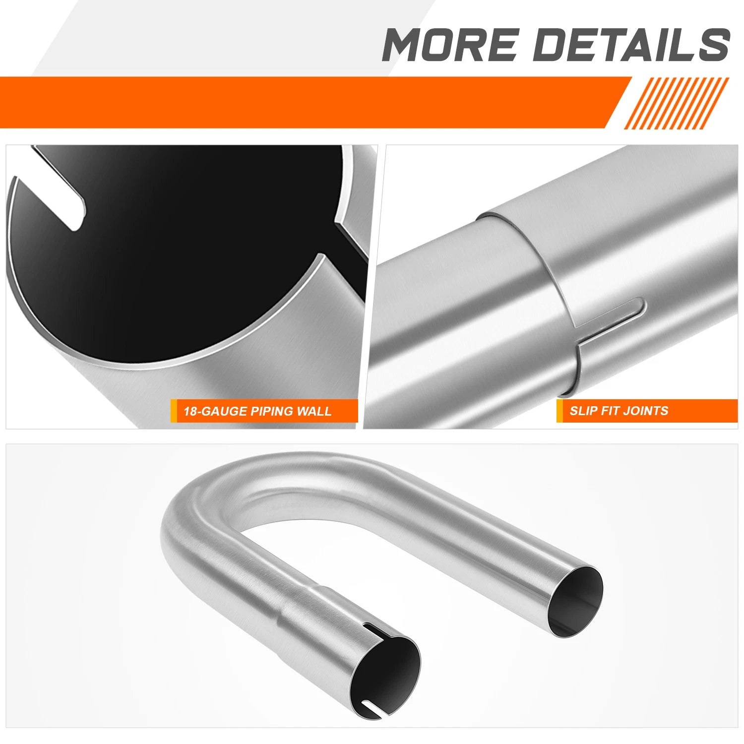 2" OD Stainless Steel Polished 180 Degree Slip-Fit Exhaust U-Bend for Universal