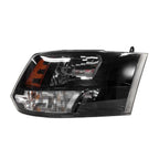 Replacement Passenger Side Halogen Headlight Assembly w/Black Bezel