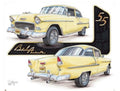 Vintage Metal Sign for 1955 Chevrolet Bel Air (1955) - Yellow Front & Rear View