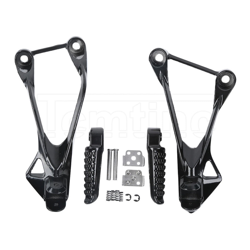 Black Rear Passenger Footpegs Footrest Bracket for Kawasaki Ninja ZX6R (2005–2008)