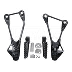Black Rear Passenger Footpegs Footrest Bracket for Kawasaki Ninja ZX6R (2005–2008)