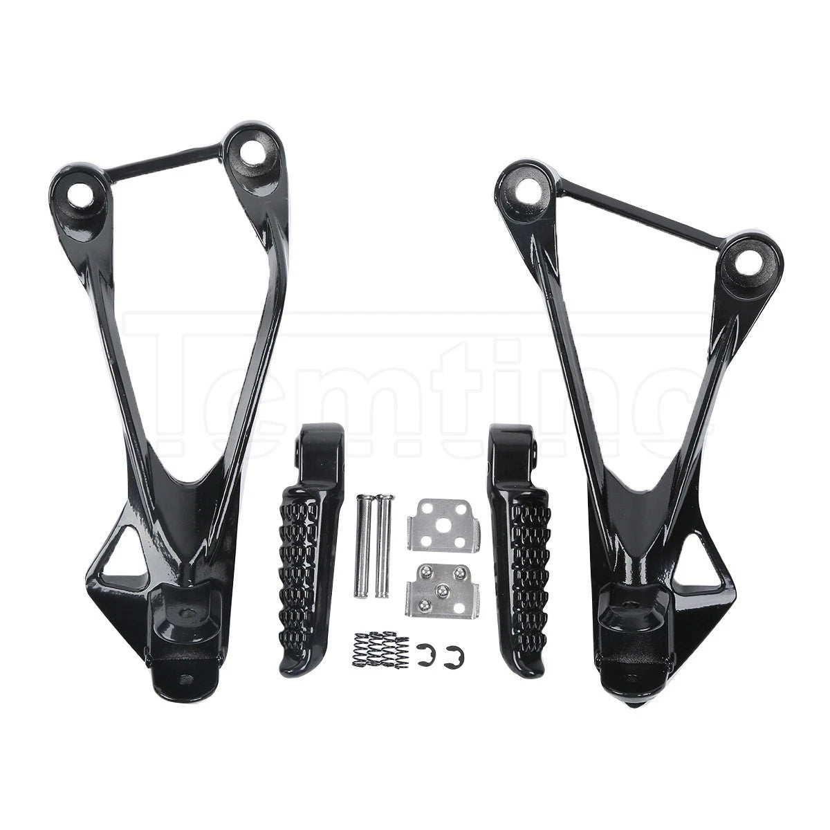 Black Rear Passenger Footpegs Footrest Bracket for Kawasaki Ninja ZX6R (2005–2008)